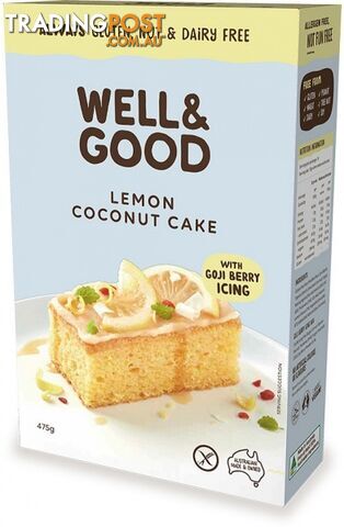 Well And Good Lemon Coconut Cake Mix & Gojiberry Icing  475g - Well & Good - 9337096100453