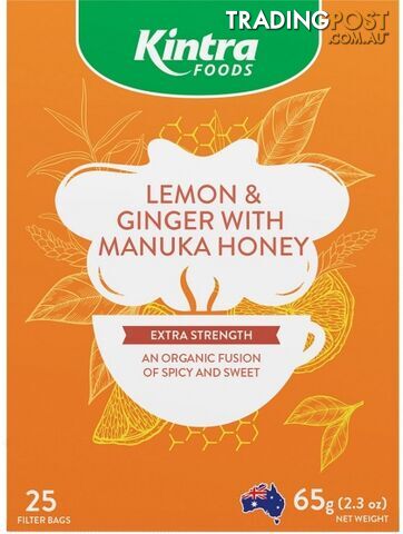 Kintra Foods Lemon & Ginger with Manuka Honey Tea 25Teabags - Kintra Foods - 9341709000696