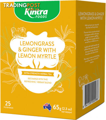 Kintra Foods Lemongrass, Ginger & Lemon Myrtle 25Teabags - Kintra Foods - 9341709000986