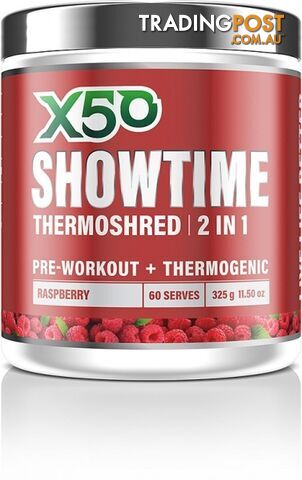 X50 Showtime Thermoshred 2 in 1 Raspberry  325g - X50 - 9343518009242