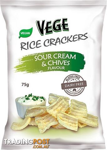 Vege Rice Cracker Sour Cream & Chives  5x75g - Vege Chips - 9315991023879