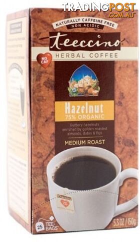 Teeccino Hazelnut Roasted Herbal Tea 25 Tee-Bags - Teeccino Caffeine Free - 795239400614