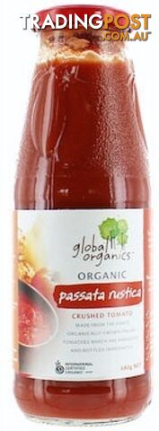 Global Organics Tomatoes Crushed ( Passata Rustica) Glass 680g - Global Organics - 9326721009612