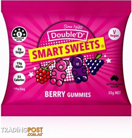 Double D Smart Sweets Berry Gummies  35g - Double D - 9324956000909