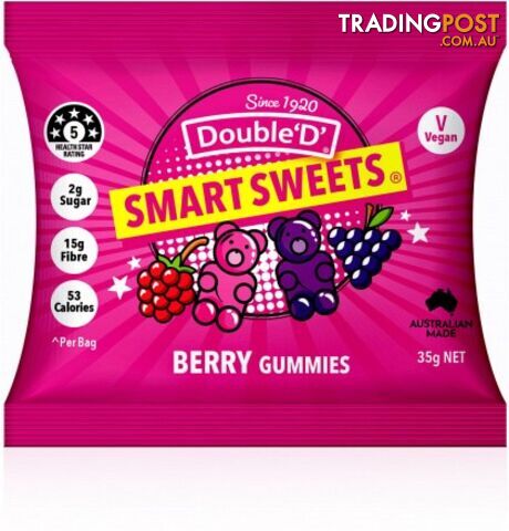 Double D Smart Sweets Berry Gummies  35g - Double D - 9324956000909