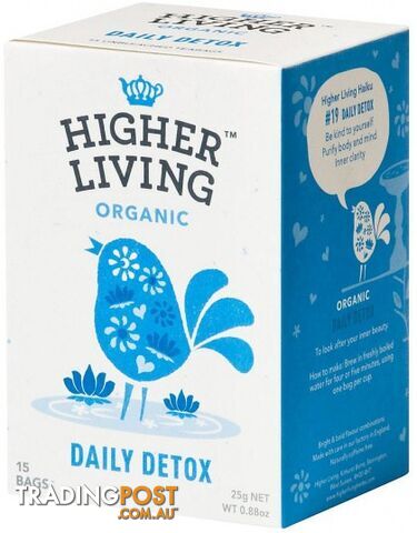 Higher Living Organic Daily Detox 15 Teabags - Higher Living - 5060319129422