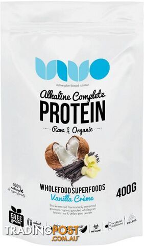 VIVO Organic Alkaline Complete Plant Protein Vanilla Creme 400g - Vivo Alkaline Protein - 9348518000060