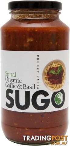 Spiral Organic Garlic & Basil Sugo  Glass 709g - Spiral Foods - 9312336760024