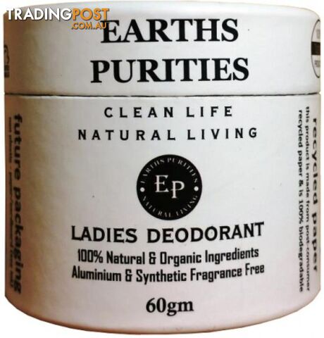 Earths Purities Ladies Natural Deodorant Paste with Applicator 60g in a Box - Earths Purities - 0797776097395
