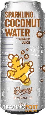 Bonsoy Sparkling Ginger Coconut Water  12x320ml Cans - Bonsoy - 9312336048221