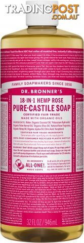 Dr Bronner's Pure Castile Liquid Soap Rose 946ml - Dr Bronner's - 018787778326