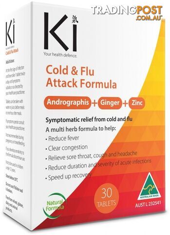 Ki Cold & Flu Attack 30 tabs - Martin & Pleasance - 9324294001873