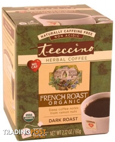 Teeccino French Roast Herbal Tea 10 Tee-Bags - Teeccino Caffeine Free -...