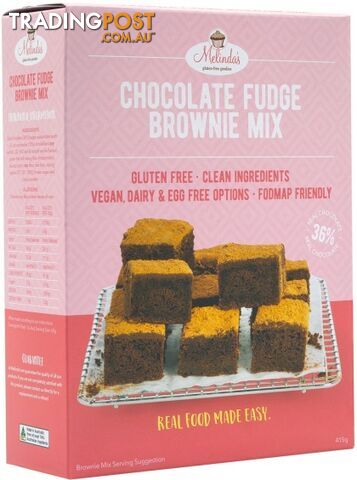 Melindas Gluten Free Chocolate Fudge Brownie 415gm - Melindas Gluten Free Goodies - 9340527000048