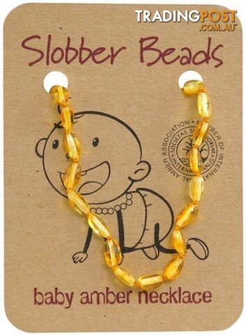 Slobber Beads Baltic Amber Baby Teething Necklace Lemon Oval - Slobber Beads - 080687466078