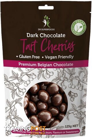Dr Superfoods Dark Chocolate Tart Cherries 125g - Dr Superfoods - 0793573583581