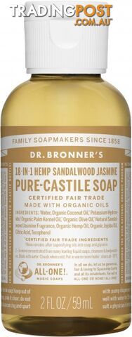 Dr Bronner's Pure Castile Liquid Soap Sandalwood Jasmine 59ml - Dr Bronner's - 018787780022