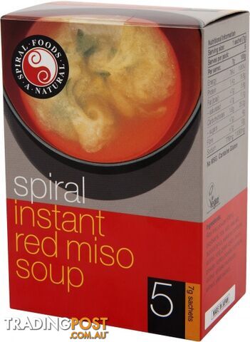 Spiral Instant Miso Red Soup 5x7g Sachets - Spiral Foods - 9312336039502