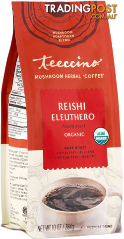 Teeccino Reishi Eleuthero French Roast Mushroom Herbal Coffee 284g - Teeccino Caffeine Free - 795239850105