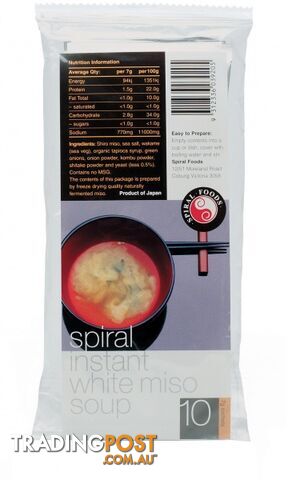 Spiral Instant Miso White (Pack 10x7g) - Spiral Foods - 9312336039205