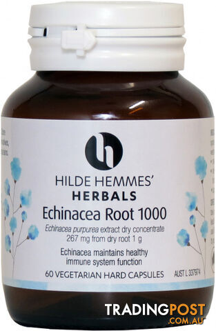 Hilde Hemmes Echinacea Root - Cold & Flu Relief 1000mg 60caps - Hilde Hemmes Herbals - 9315915003864
