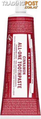 Dr Bronner's Toothpaste Cinnamon 140g - Dr Bronner's - 018787500729