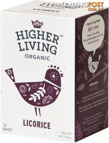 Higher Living Organic Licorice Tea Caffeine Free 15Teabags - Higher Living - 5060319120016