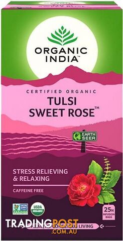 Organic India Tulsi Sweet Rose Tea 25Teabags - Organic India - 801541605002