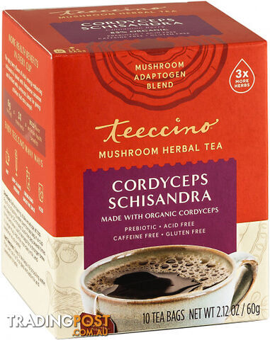 Teeccino Cordyceps Schisandra Mushroom Adaptogen 10Teabags Box 60g - Teeccino...