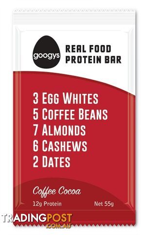 Googys Natural Paleo Protein Bar Coffee Cocoa  12x55g - Googys - 9369999077723