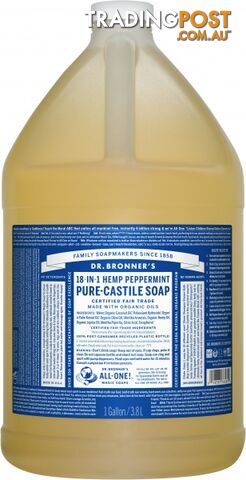 Dr Bronner's Pure Castile Liquid Soap Peppermint 3.78L - Dr Bronner's - 018787765654
