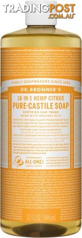 Dr Bronner's Pure Castile Liquid Soap Citrus 946ml - Dr Bronner's - 018787777329