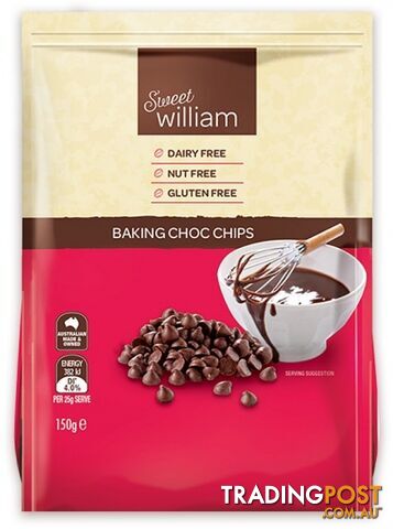 Sweet William Vegan Mylk Chocolate Chips 150g - Sweet William - 9311259422040