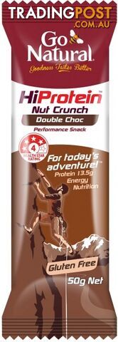 Go Natural Hi Protein Nut Crunch Double Choc Bars 16x50g - Go Natural - 9310846071234