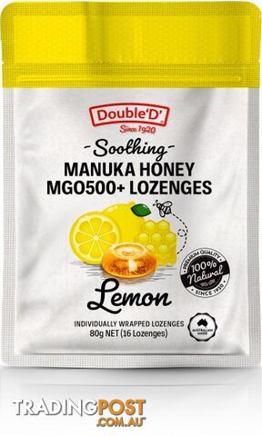 Double D Manuka Honey MGO500+ 16 Lozenges Lemon  80g - Double D - 9324956000992