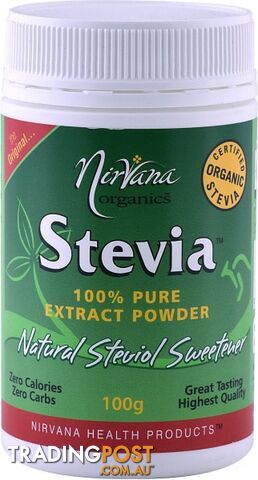 Nirvana Organics Stevia Pure Extract Powder 100gm - Nirvana Organics - 9338196000285