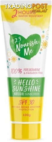 123 Nourish Me Hello Sunshine Sunscreen SPF40 100g - 123 Nourish Me - 9352356000014