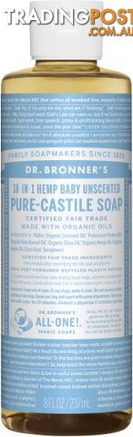 Dr Bronner's Pure Castile Liquid Soap Baby Unscented 237ml - Dr Bronner's - 018787772089
