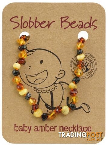 Slobber Beads Baltic Amber Baby Teething Necklace Multi Round - Slobber Beads - 680569639714