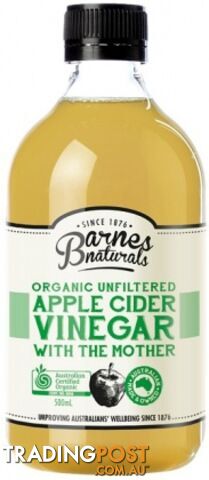 Barnes Naturals Organic Apple Cider Vinegar & The Mother 500ml - Barnes Naturals...