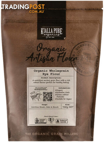 Kialla Organic Wholegrain Rye Flour 700g - Kialla Pure Organics - 9313958009171