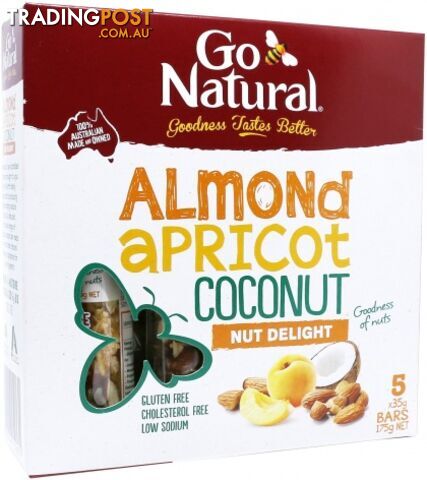 Go Natural Almond Apricot Coconut Nut Delight Bars  5x35g - Go Natural - 9310846152131