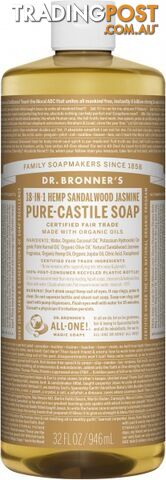 Dr Bronner's Pure Castile Liquid Soap Sandalwood Jasmine 946ml - Dr Bronner's - 018787780329