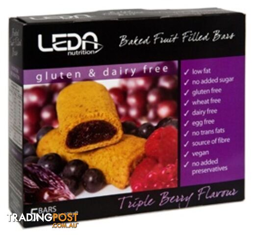 Leda Baked Fruit Filled Bars Multipack Triple Berry 5Bars 190g - Leda - 9322802002237