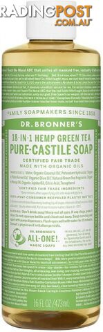 Dr Bronner's Pure Castile Liquid Soap Green Tea 473ml - Dr Bronner's - 018787779163