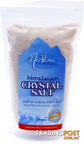 Nirvana Himalayan Crystal Salt Fine Stand Up Pouch 250gm - Nirvana Organics - 9338196000391