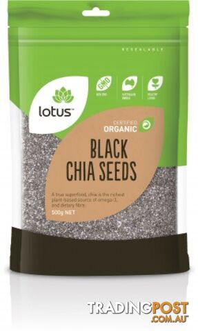 Lotus Organic Chia Seeds Black Bag  500g - Lotus - 9317127006015