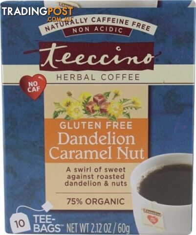 Teeccino Dandelion Caramel Nut Roasted Herbal Tea 10 Teabags - Teeccino Caffeine...