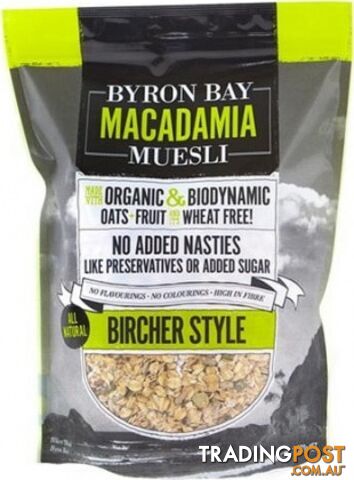 Byron Bay Macadamia Muesli Bircher Style 450g - Byron Bay Macadamia Muesli - 799439680722