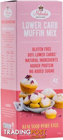 Melindas Lower Carb Muffin Mix 240g - Melindas Gluten Free Goodies -...